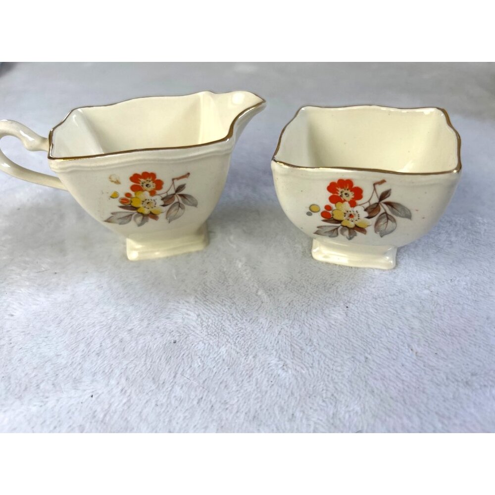 Royal Winton Grimwades Autumn Flowers Creamer and Sugar Set Vintage